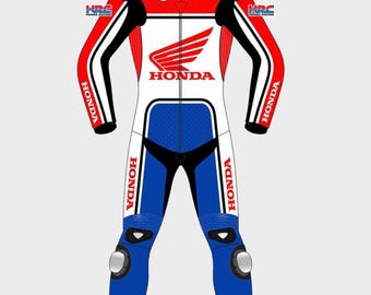 Inspirierte HONDA Racing Leather Suit - Motorobike Leather Racing Suit - Kundenspezifische Biker Geschenke