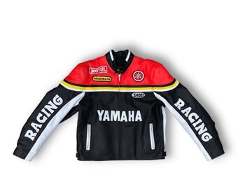 Inspired Yamaha Leather Racing Jacket – 90s Style Motorcycle Jacket