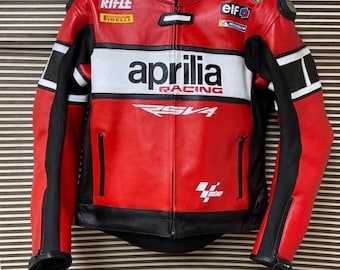 Inspired Aprilia Leather Racing Jacket – Motorbike Racing Jacket - Custom Tailored Biker Gifts