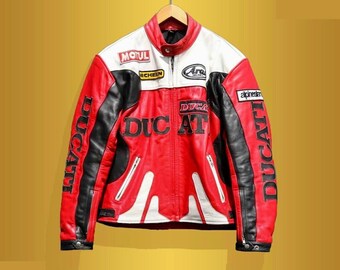 Inspired Ducati Leather Racing Jacket – 90s Style Motorcycle Jacket