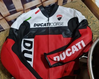 Inspired Ducati Corse Leather Racing Jacket – Motorbike Racing Jacket - Custom Tailored Biker Gifts