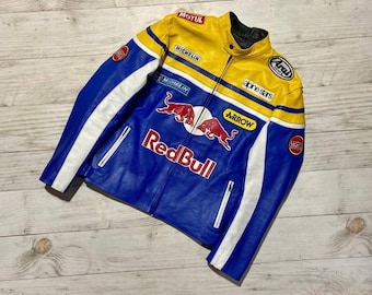Inspired Redbull Leather Racing Jacket – 90s Style Motorcycle Jacket - Custom Jacket