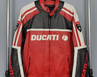 Inspired Ducati Leather Racing Jacket – 90s Style Motorcycle Jacket