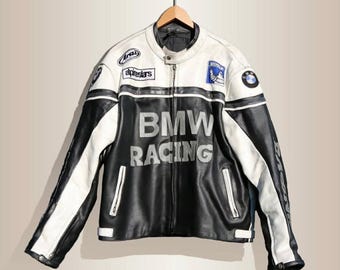 Inspired BMW Leather Racing Jacket – 90s Style Motorcycle Jacket