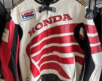 Inspired Honda Racing Leather Jacket – Motorbike Racing Jacket - Custom Tailored Biker Gifts