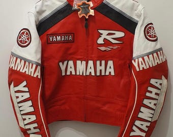 Inspired Yamaha Leather Racing Jacket – 90s Style Motorcycle Jacket