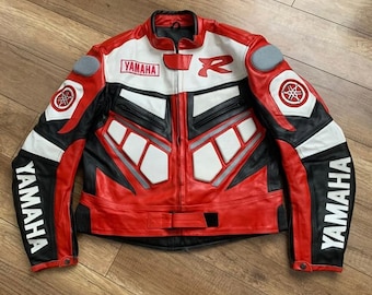 Inspired Yamaha Leather Racing Jacket – 90s Style Motorcycle Jacket