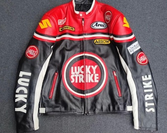 Inspired Lucky Strike Leather Racing Jacket – 90s Style Motorcycle Jacket