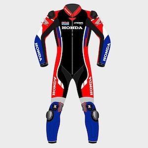 Inspired Honda Racing Leather Suit - Motorobike Leather Racing Suit - Custom Biker Gifts