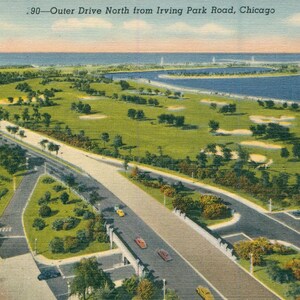 Linen Postcard, Chicago, Illinois, Outer Drive from Irving Park Road