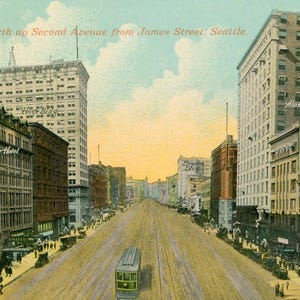 Vintage Postcard, Seattle, Washington, Second Avenue from James Street