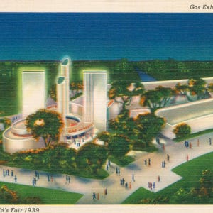 Linen Postcard, New York City, 1939 Worlds Fair, Gas Exhibits Building