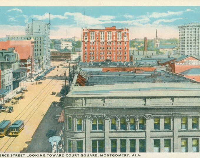 Linen Postcard, Montgomery, Alabama, Commerce Street Toward Court ...