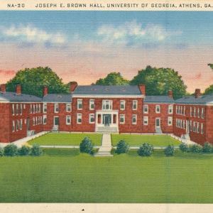 Linen Postcard, Athens, Georgia, University of Georgia, Joseph Brown Hall