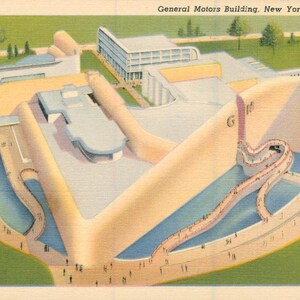 Linen Postcard, New York City, 1939 New York Worlds Fair, General Motors Building