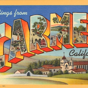 Cartão postal digital, Saudações de Carmel, Califórnia, Praia, Carta grande