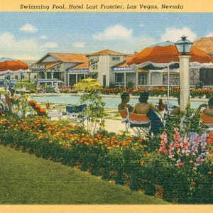 Linen Postcard, Las Vegas, Nevada, Hotel Last Frontier Swimming Pool