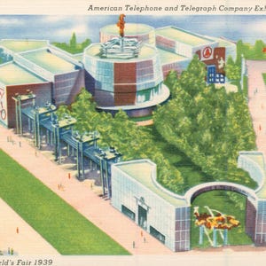 Linen Postcard, New York City, AT&T Exhibit Building at 1939 New York Worlds Fair