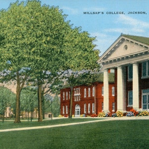 Linen Postcard, Jackson, Mississippi, Millsaps College Campus, ca 1945