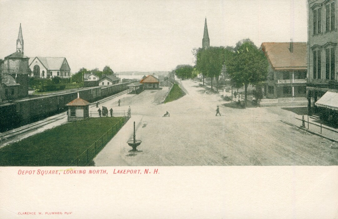 Vintage Postcard Lakeport New Hampshire Depot Square Etsy