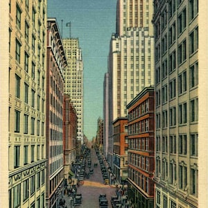 Linen Postcard, Kansas City, Missouri, 11th Street East from Main