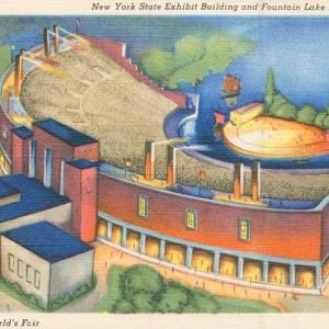 Linen Postcard, New York City, State Exhibit Building at 1939 New York Worlds Fair