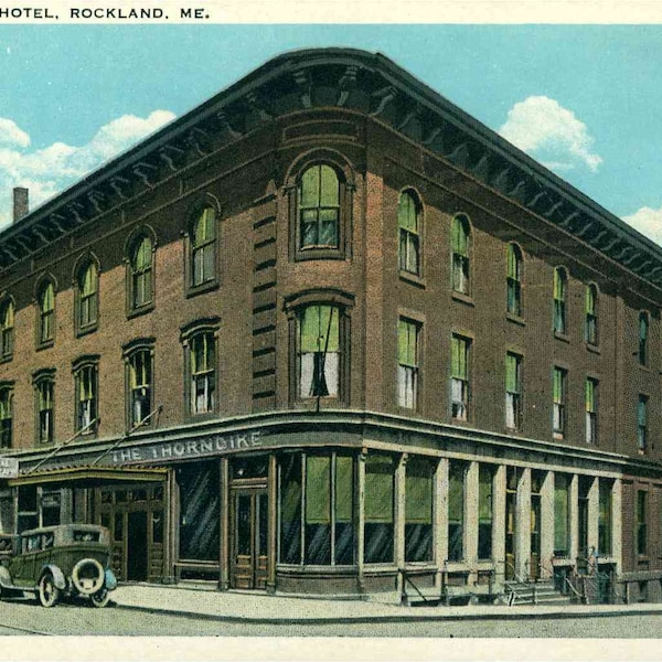 Vintage Postcard, Rockland, Maine, The Thorndike Hotel, Autos, ca 1915, NICE