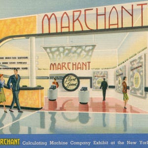 Linen Postcard, New York City, Marchant Company Exhibit at 1939 Worlds Fair
