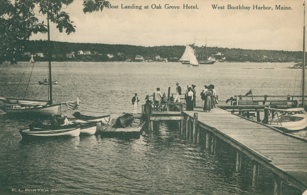 Vintage Postcard Boothbay Harbor Maine Boat Landing at Oak Etsy