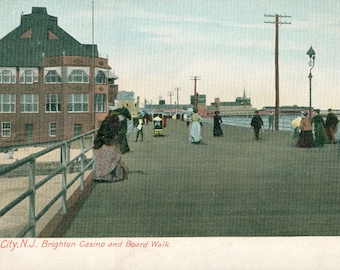 Vintage Postcard, Atlantic City, New Jersey, Boardwalk and