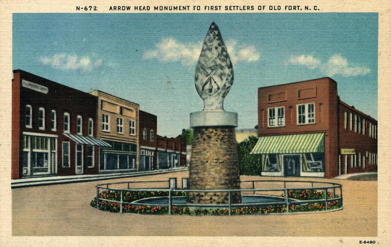 Linen Postcard Old Fort North Carolina Arrow Head Monument Etsy