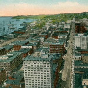 Vintage Postcard, Seattle, Washington, Second Avenue from Smith Building