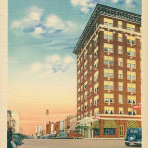 Linen Postcard, Athens, Georgia, Holman Hotel and Clayton Street, ca 1940