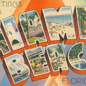 Cartão postal digital, Saudações de Miami Beach, Flórida, Praias, Carta grande