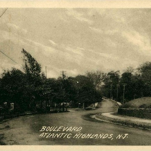 Vintage Postcard, Atlantic Highlands, New Jersey, The Boulevard, ca 1925