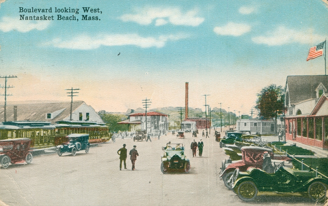 Vintage Postcard, Nantasket Beach, Massachusetts, Boulevard Looking
