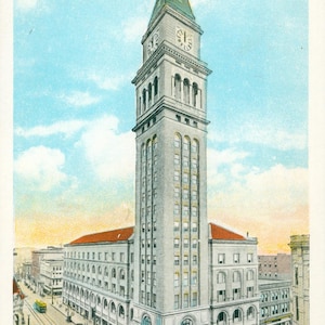 Linen Postcard, Denver, Colorado, Daniels and Fisher Tower, ca 1925