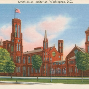 Linen Postcard, Washington, DC, Smithsonian Institute, ca 1935