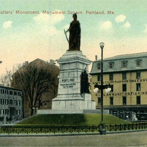 Vintage Postcard,  Portland, Maine, Monument Square, ca 1910