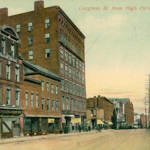 Vintage Postcard,  Portland, Maine, Congress Street from High Street, NICE