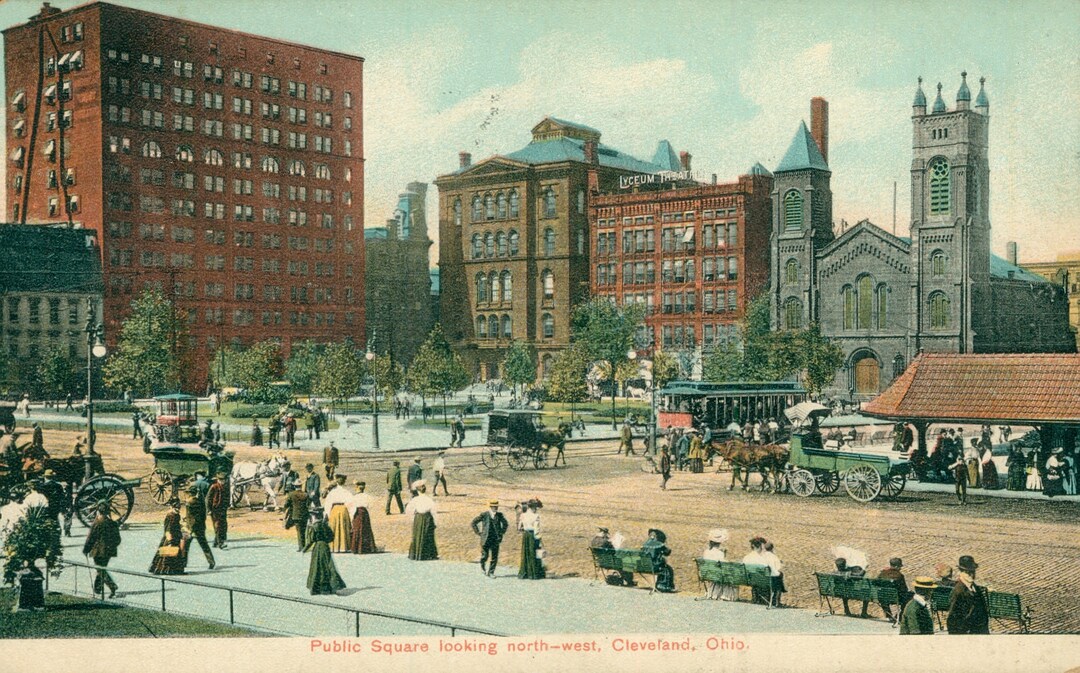 Vintage Postcard, Cleveland, Ohio, Public Square Looking Northwest