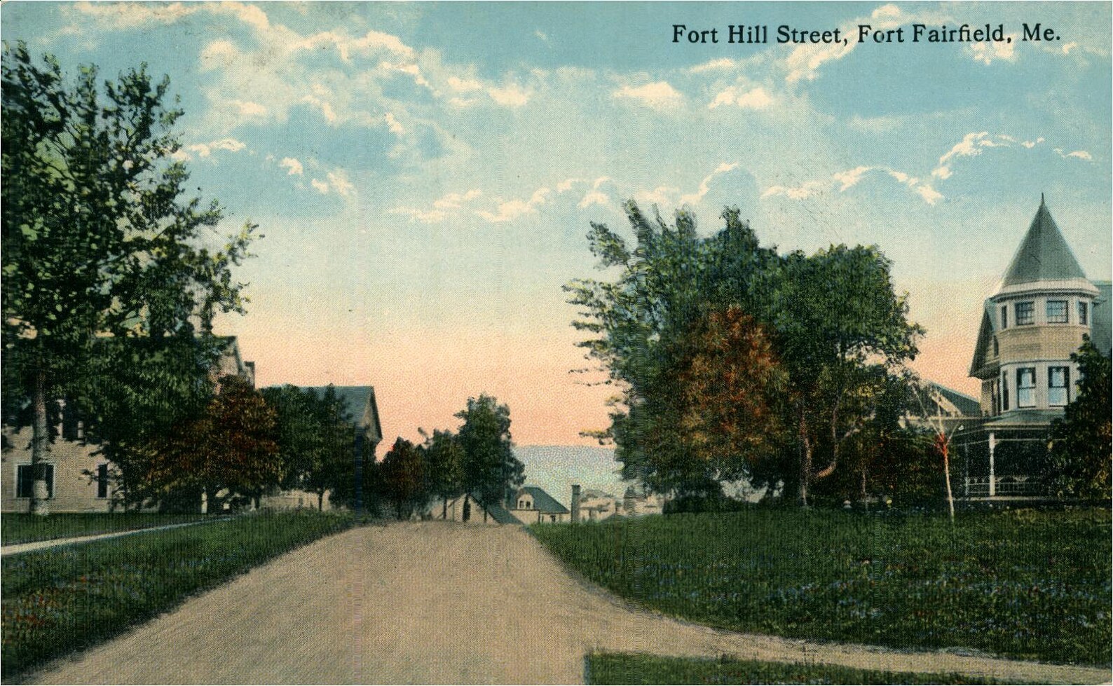 Vintage Postcard Fort Fairfield Maine Fort Hill Street Etsy