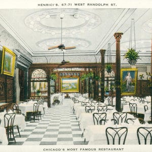 Linen Postcard, Chicago, Illinois, Henrici&#39;s Restaurant, ca 1930