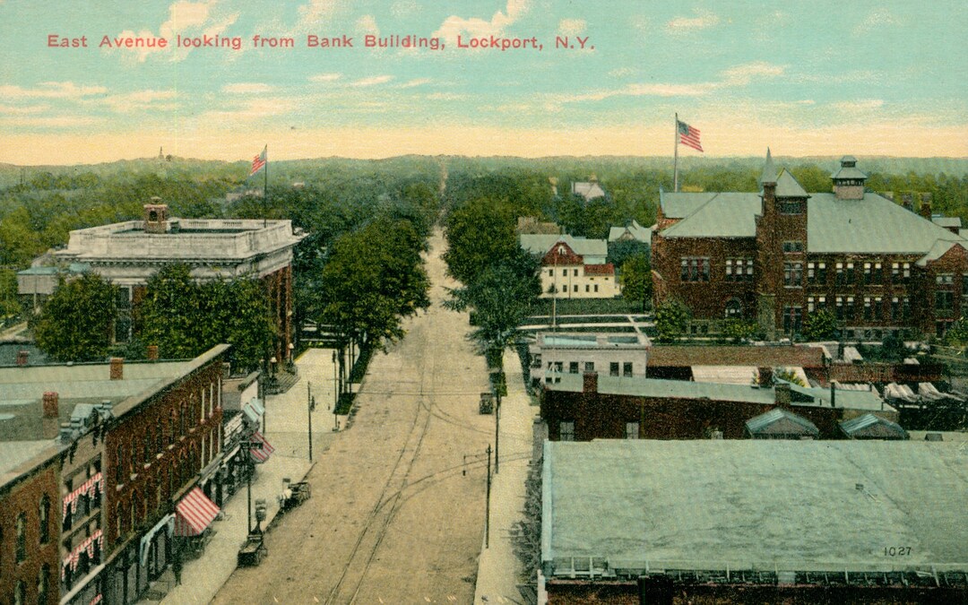 Vintage Postcard, Lockport, New York, East Avenue Looking From Bank Building, Ca 1910 Etsy