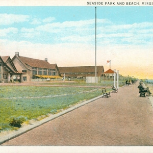 Linen Postcard, Virginia Beach, Virginia, Seaside Park and Beach, NICE