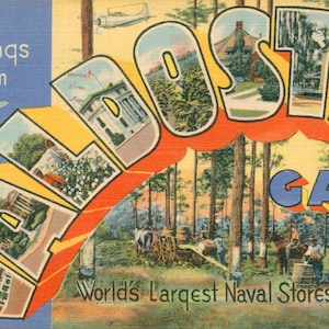 Linen Postcard, Greetings from Valdosta, Georgia, Worlds Largest Naval Stores Market