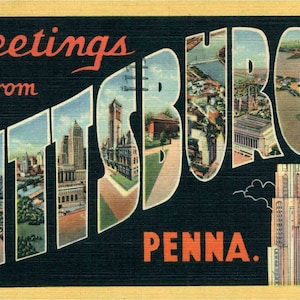 Cartão postal digital, Saudações de Pittsburgh, Pensilvânia, Carta grande