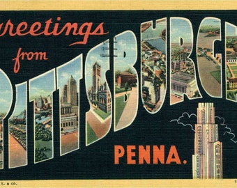 Digital Postcard, Greetings from Pittsburgh, Pennsylvania, Large Letter