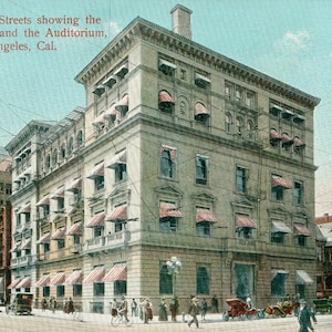 Vintage Postcard, Los Angeles, California, Fifth and Hill Streets, California Club