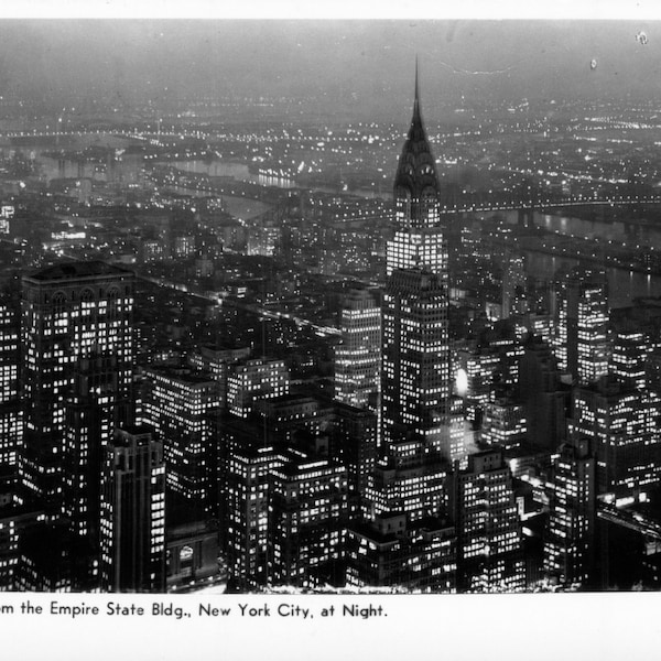 Real Photo Postcard, New York City, View of Skyline from Empire State Building, ca 1940